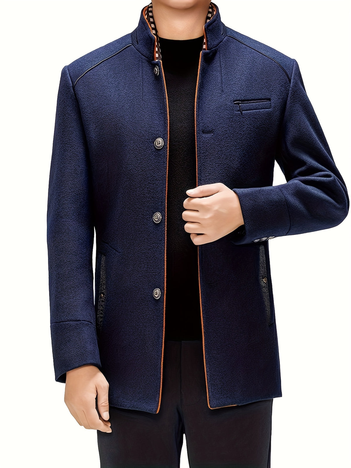 Manteau en tweed rembourré pour homme, 55 % laine, écharpe amovible