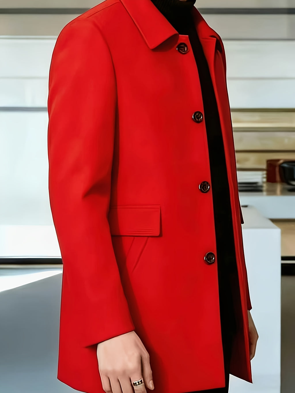 Veste pour homme, grandes tailles, à revers, gris foncé