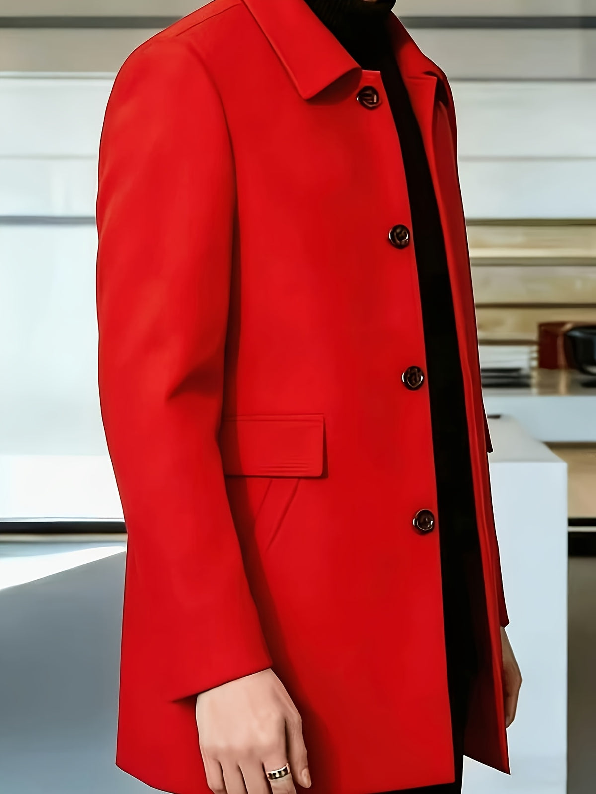 Veste pour homme, grandes tailles, à revers, gris foncé