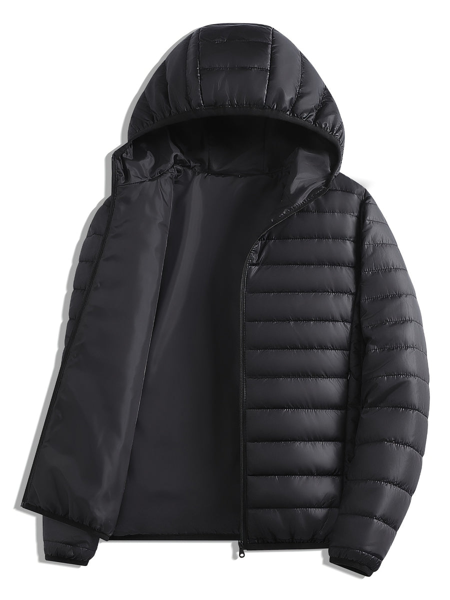 Manteau matelassé, à capuche, bleu violet