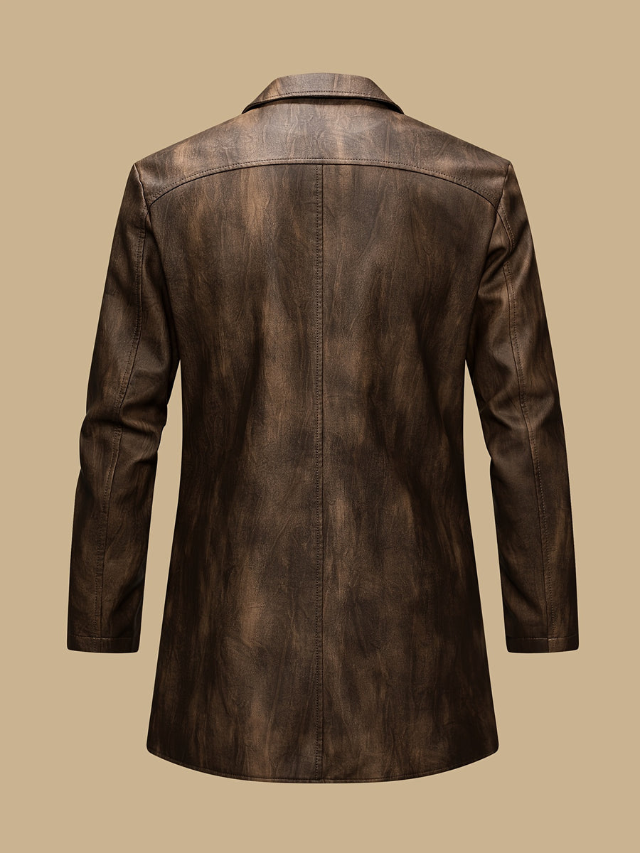 Manteau en cuir PU long, à revers, photo 11