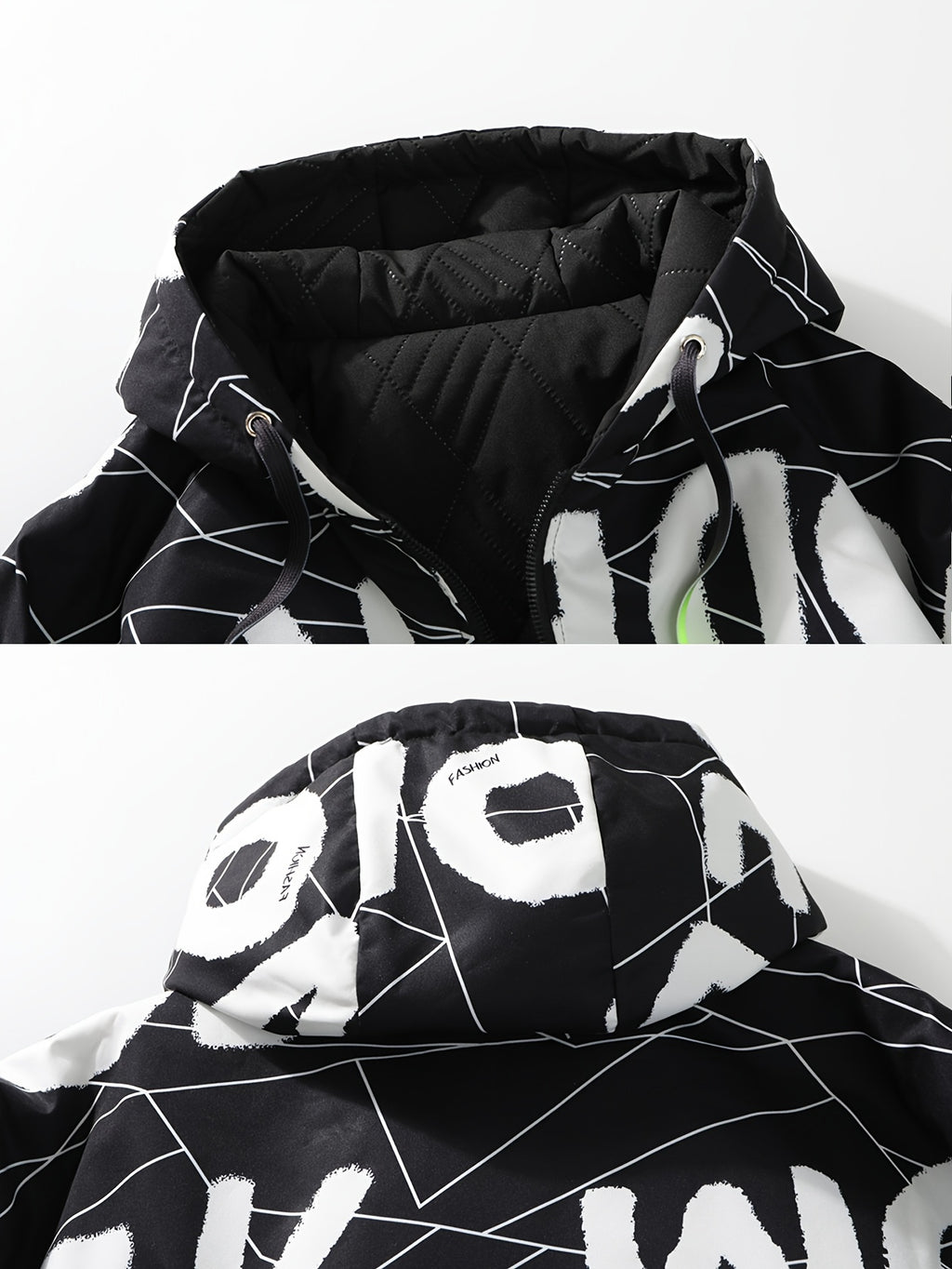 Veste matelassée pour homme, réversible, à capuche, noir