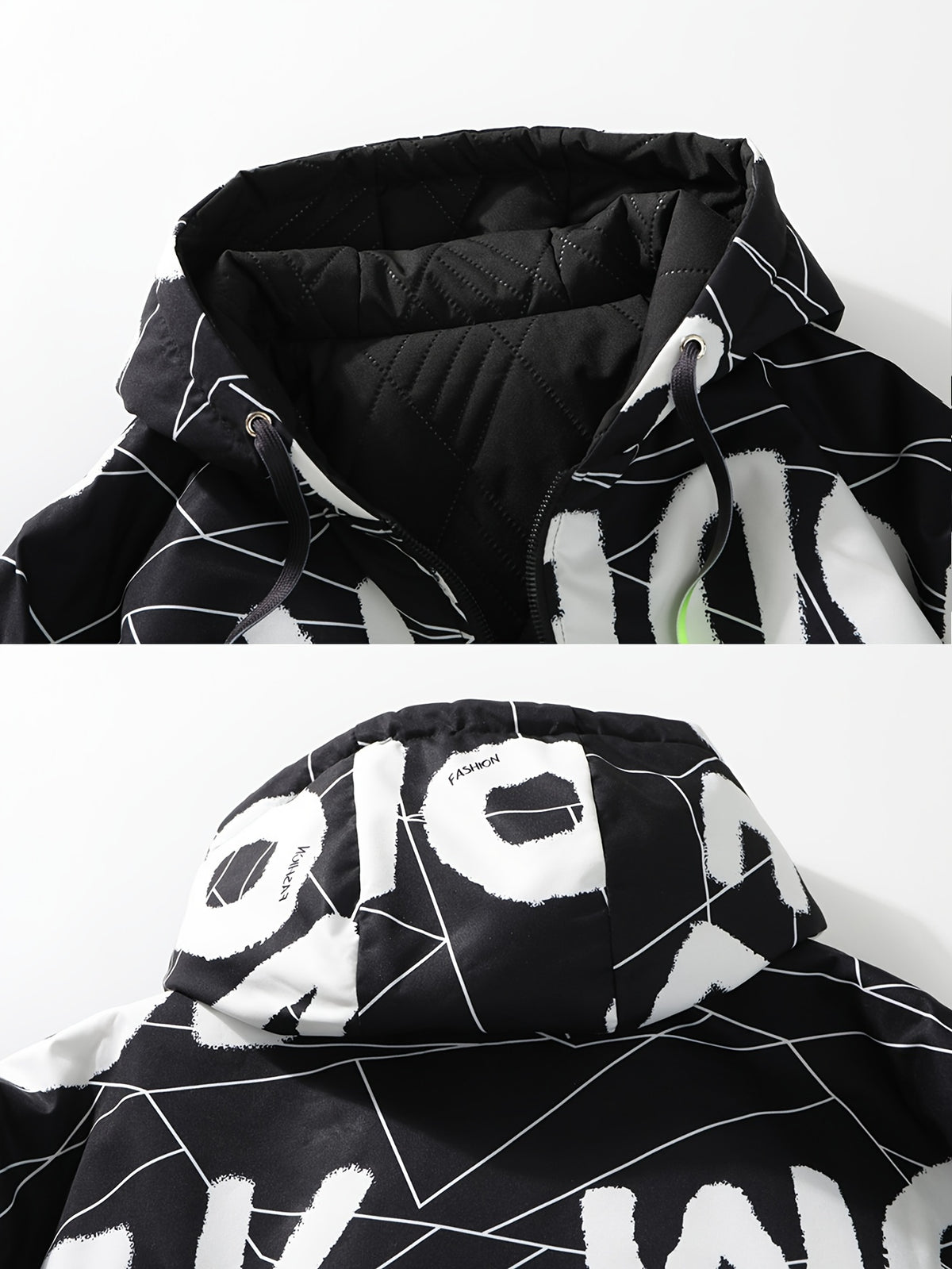 Veste matelassée pour homme, réversible, à capuche, noir