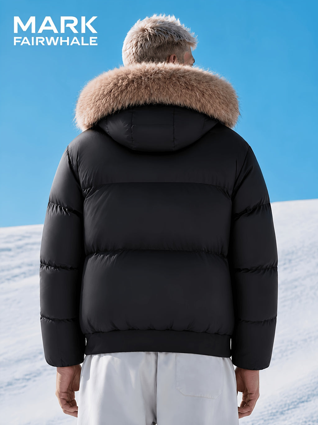 Blouson en fausse fourrure pour homme, à capuche