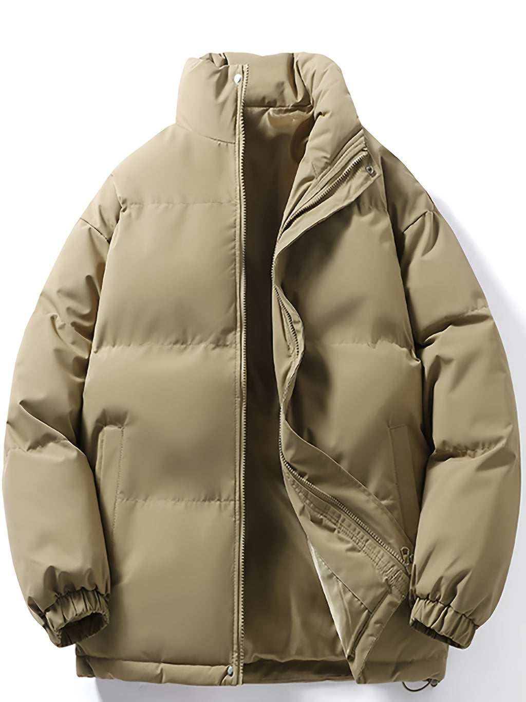 Manteau matelassé pour homme, à col montant, rouge tendre