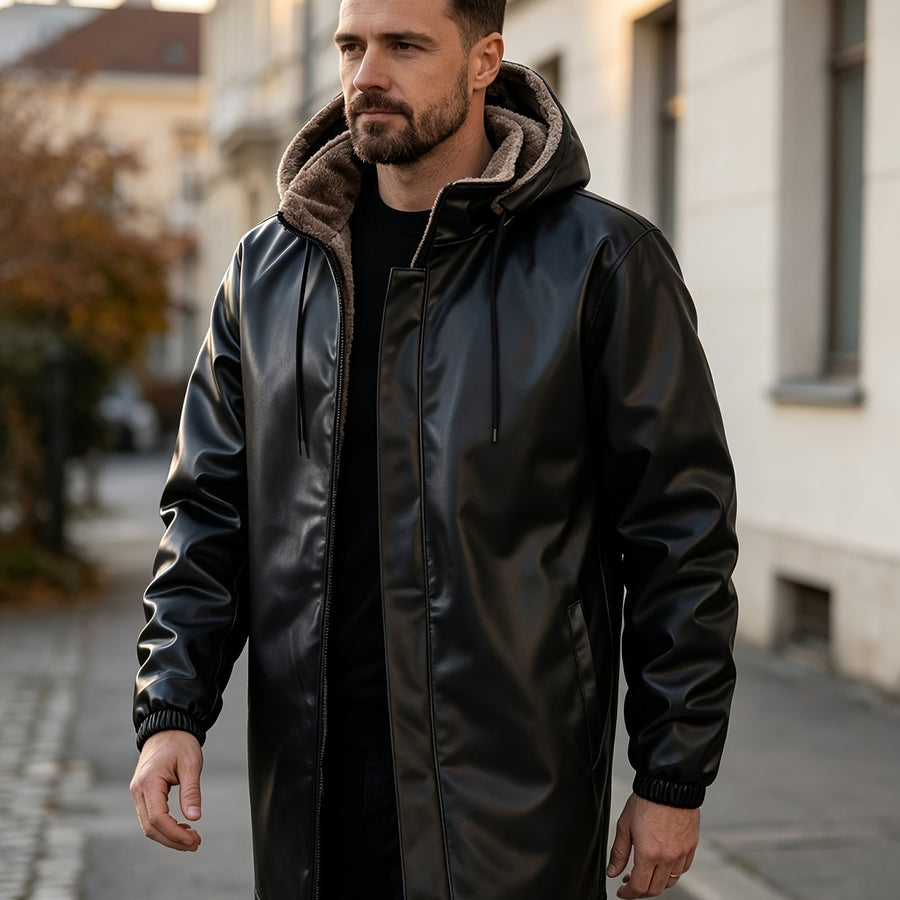 Veste long, polaire, à capuche, détail du vêtement