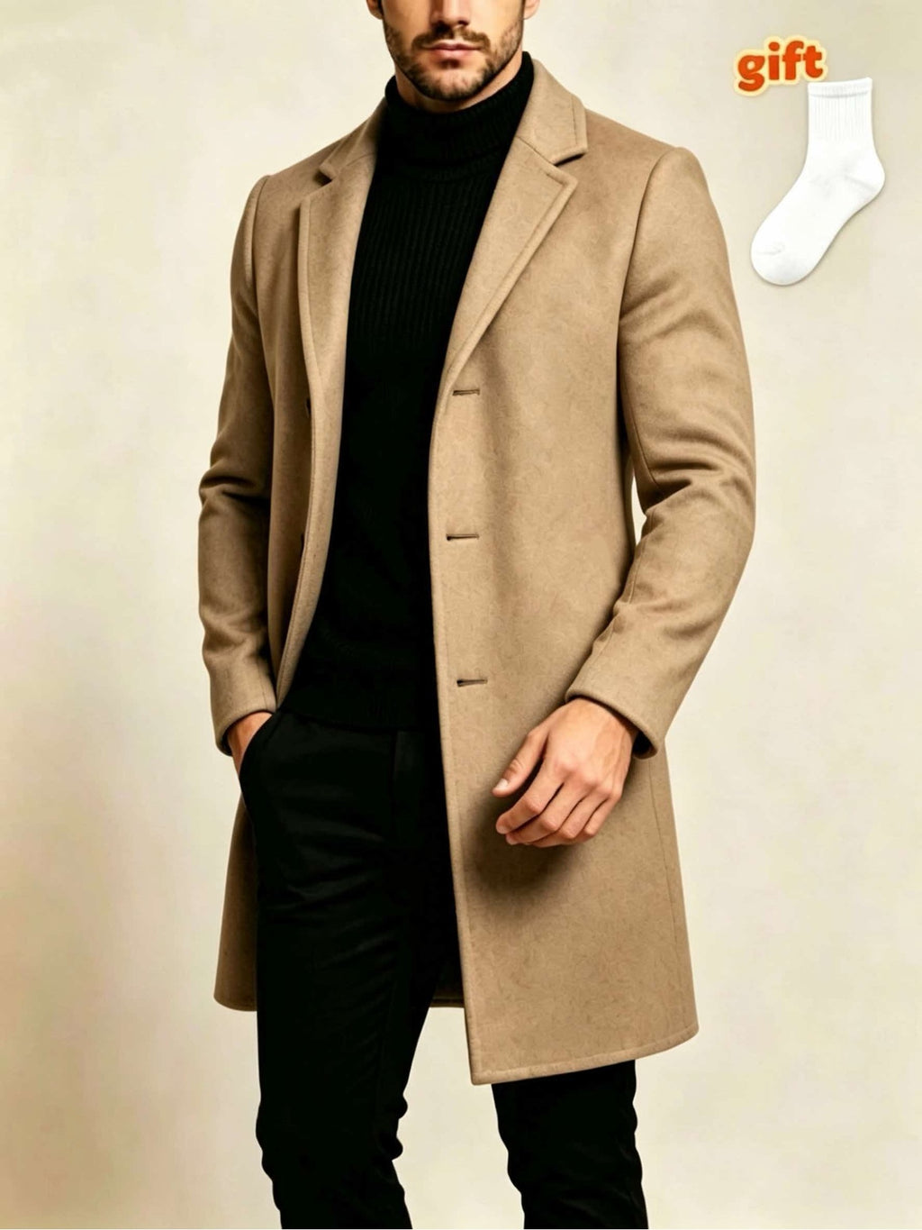 Trench pour homme, à revers, rouge foncé-a