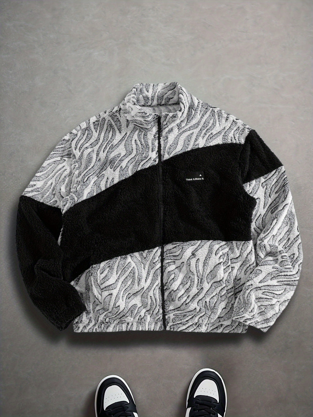Veste pour homme, polaire, noir et blanc