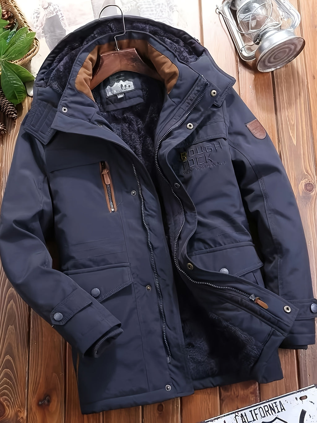 Veste pour homme, capuche amovible, black-