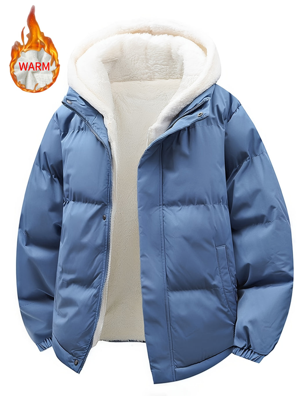 Veste en fausse fourrure pour homme, à capuche, blanc ivoire