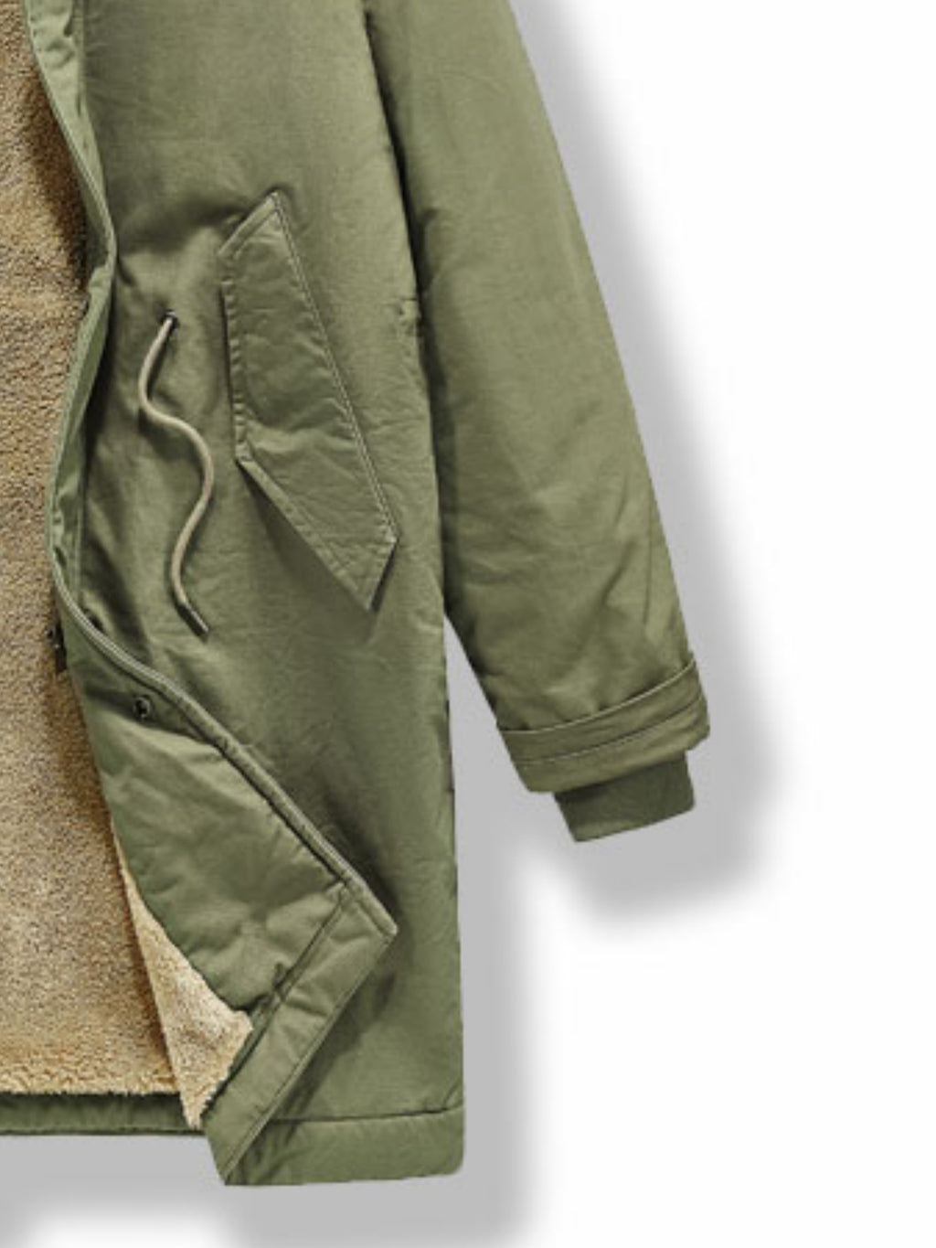 Manteau pour homme, polaire, à capuche, kaki