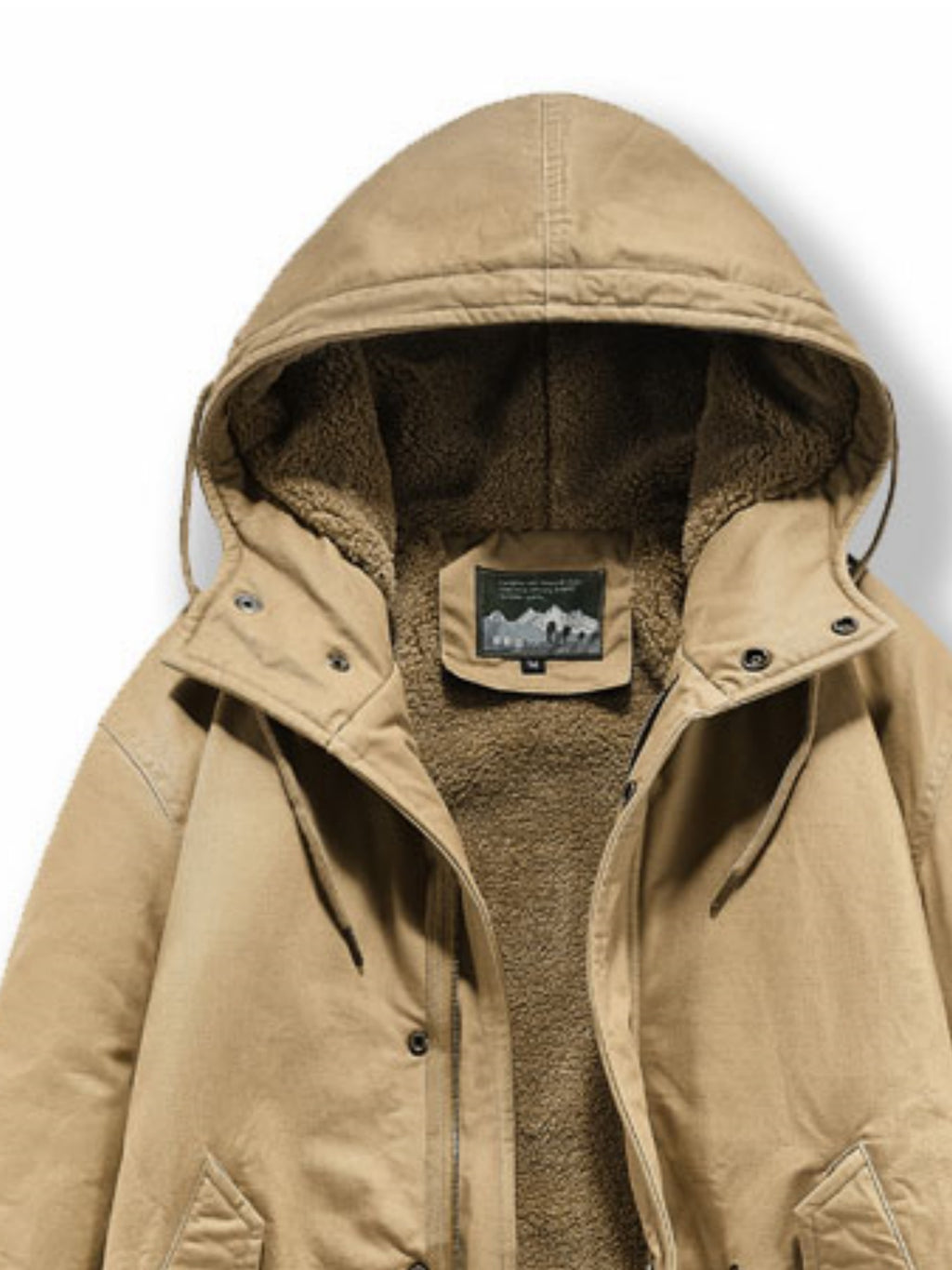 Manteau pour homme, polaire, à capuche, kaki