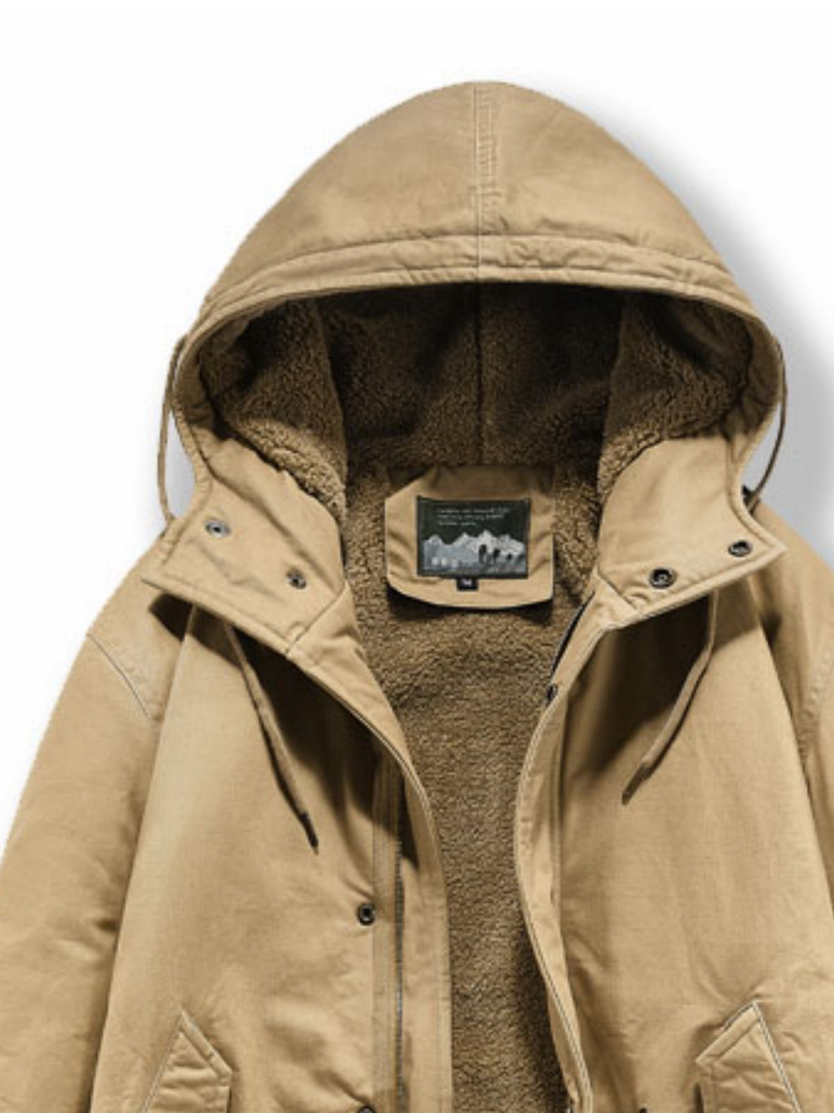 Manteau pour homme, polaire, à capuche, kaki