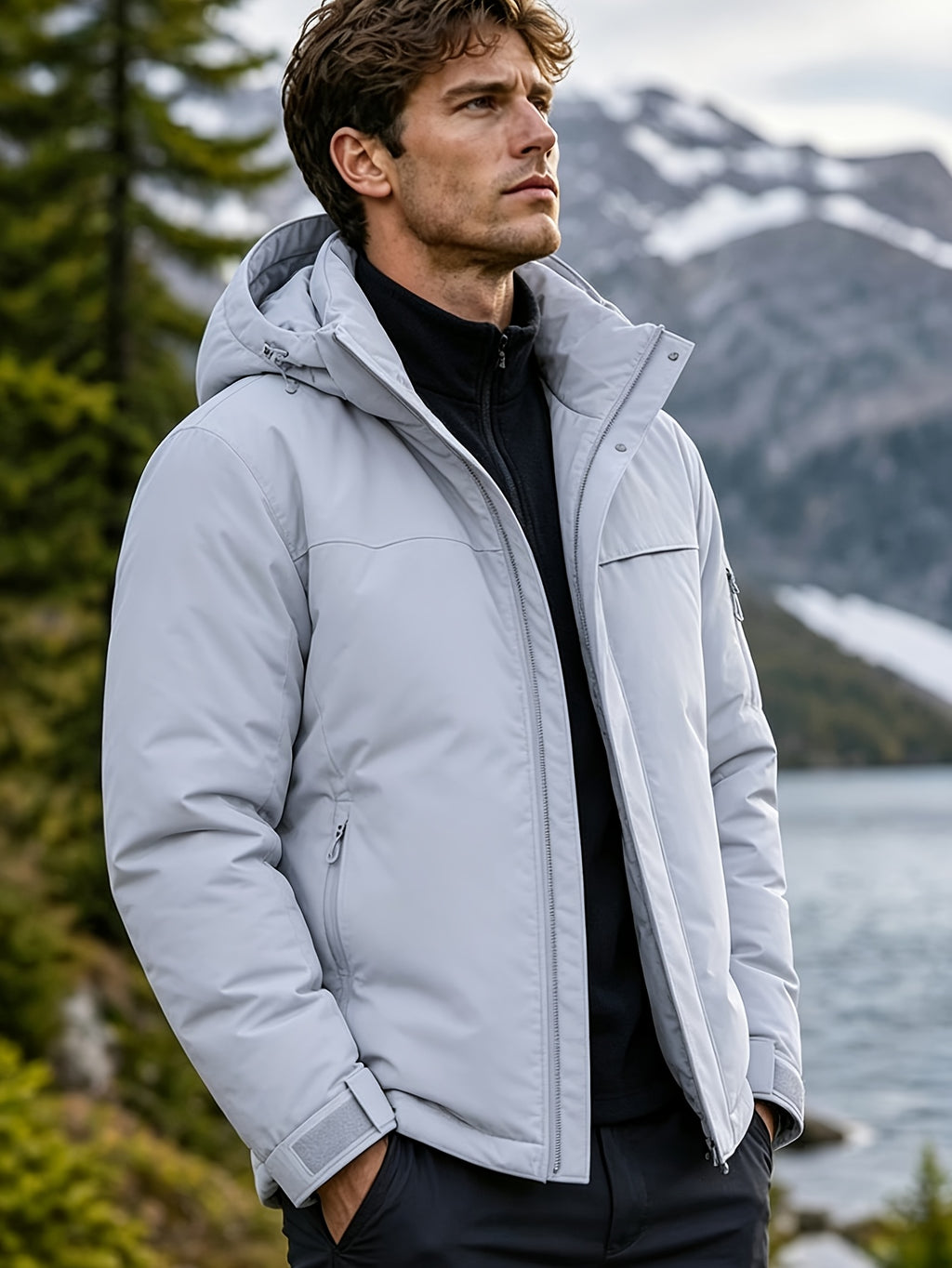 Veste pour homme, à capuche, gris de yinchuan