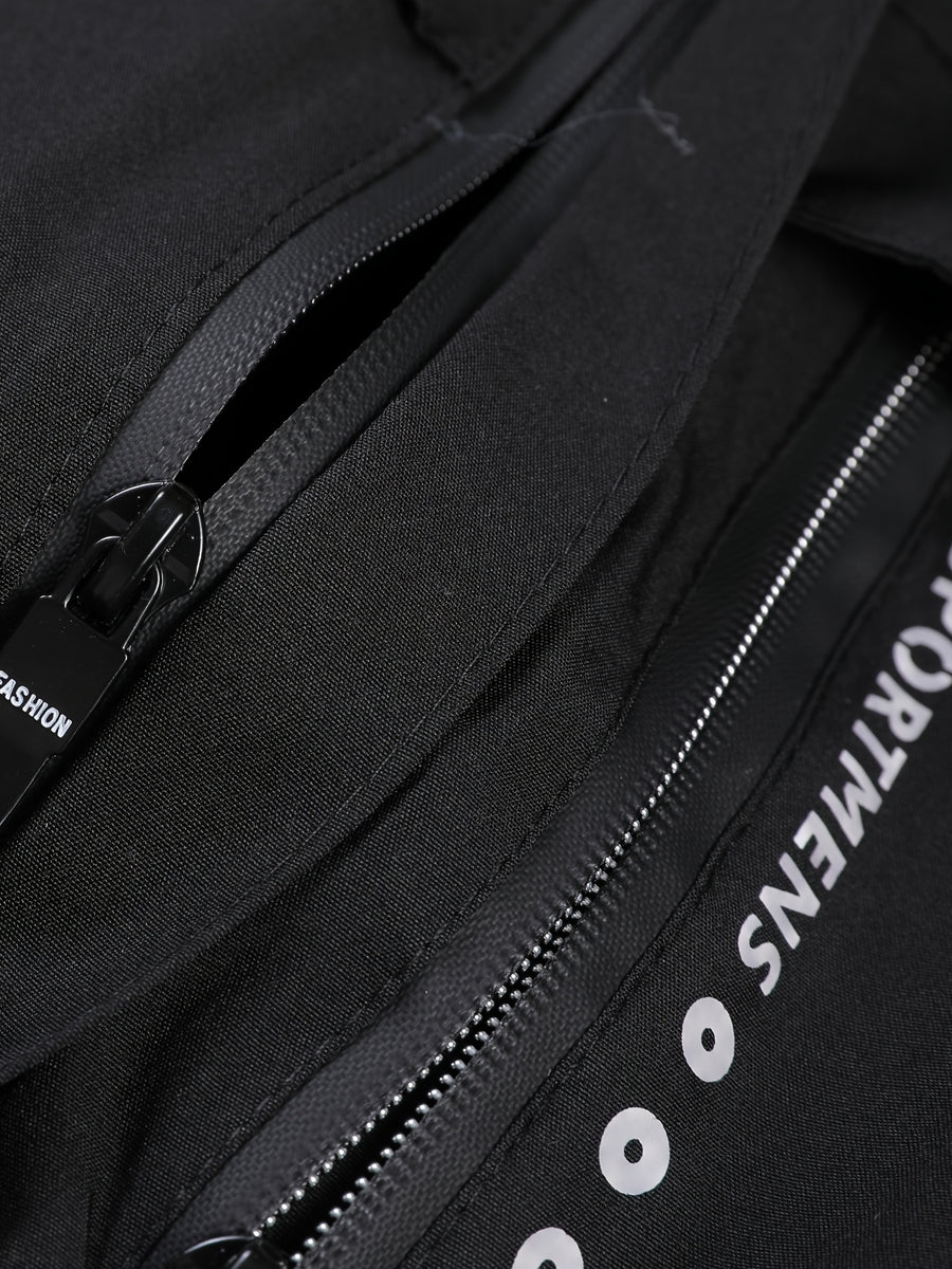 Veste, à capuche, noir, détail du vêtement