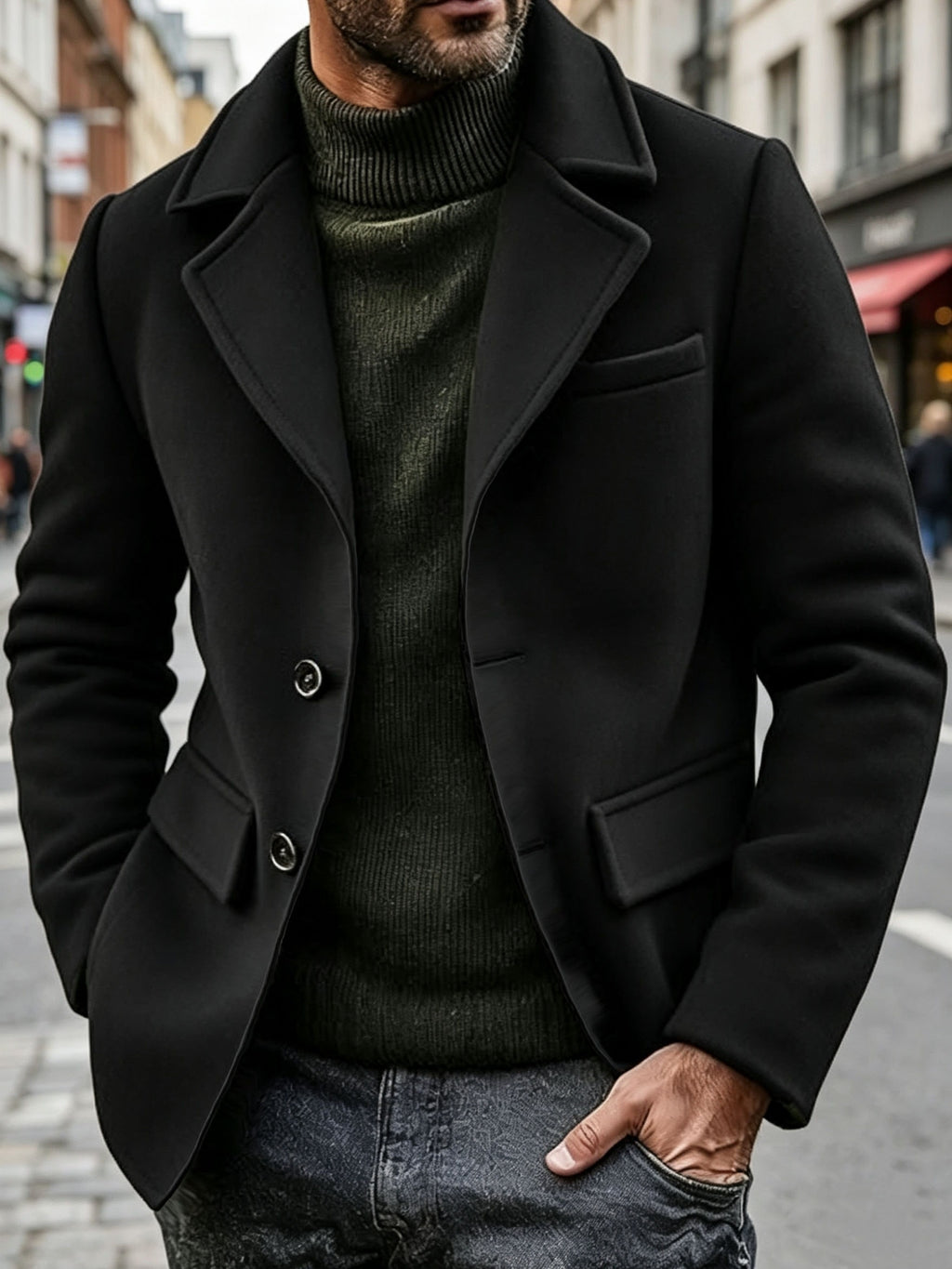 Manteau pour homme, à revers, col montant