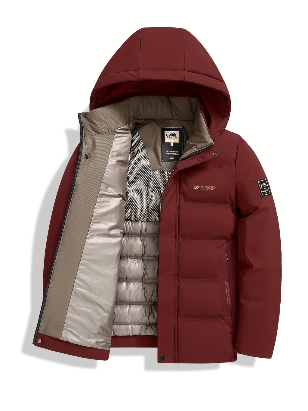 Veste pour homme, coupe-vent, à capuche, rouge