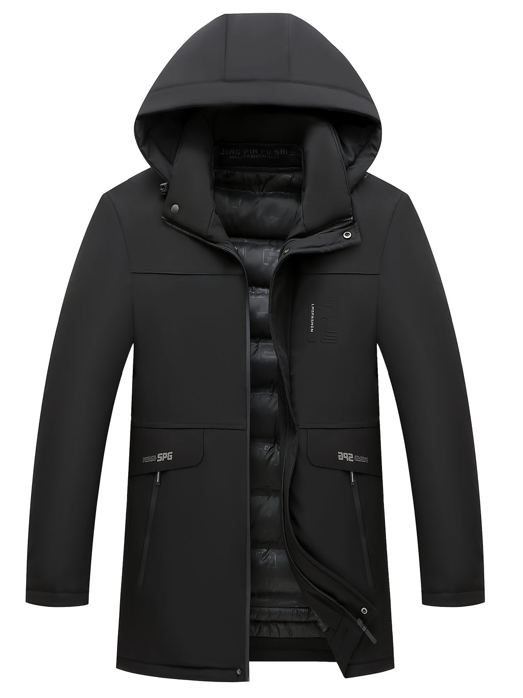 Veste long pour homme, à capuche, bleu