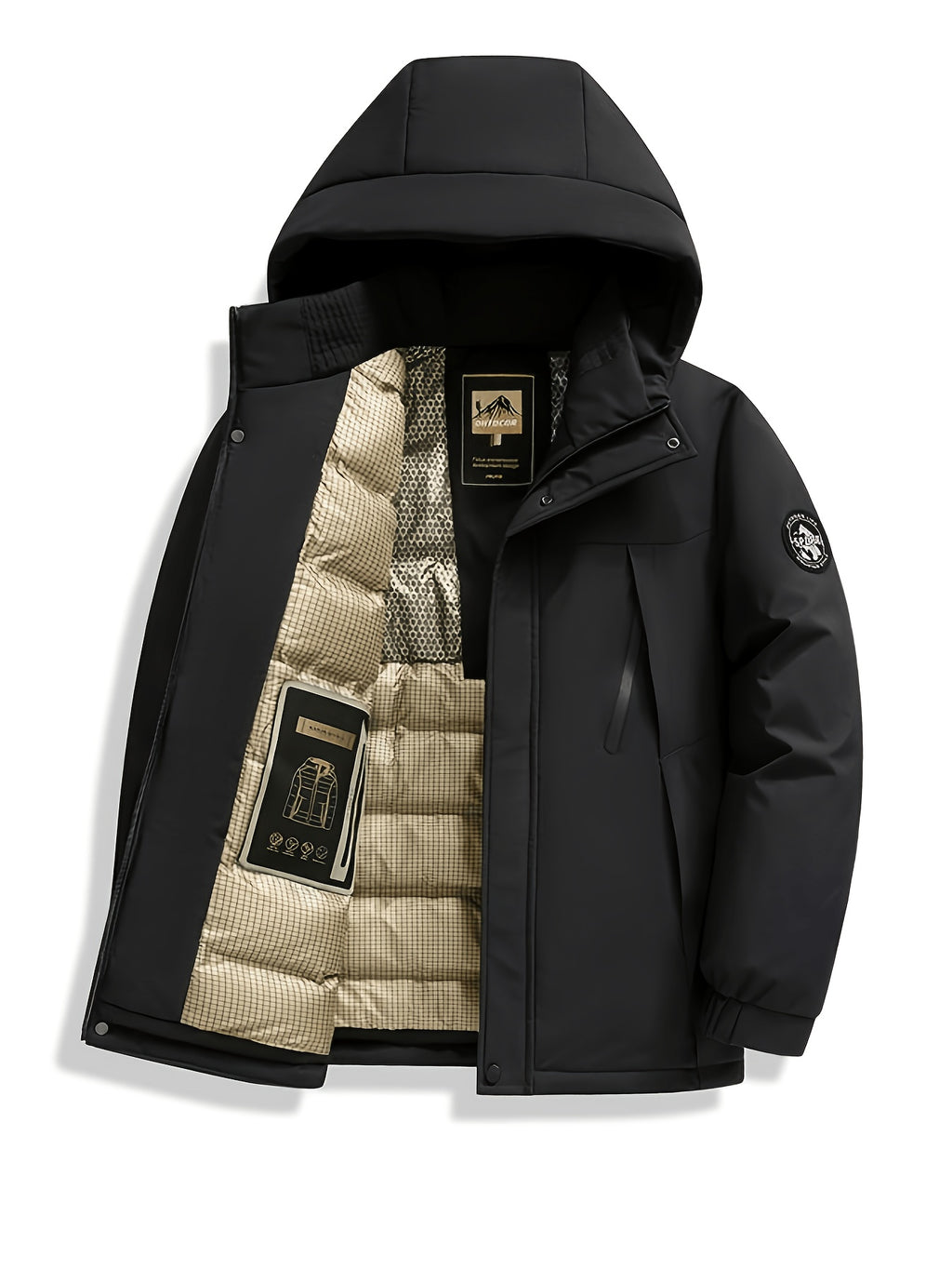 Manteau matelassé pour homme, à capuche, jaune
