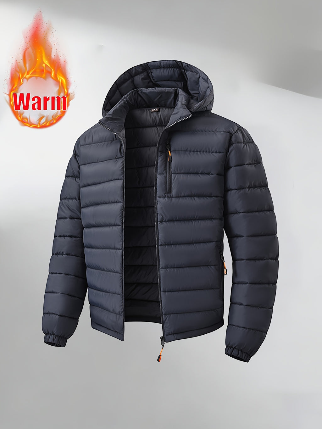 Veste matelassée pour homme, coupe-vent, à capuche, gris