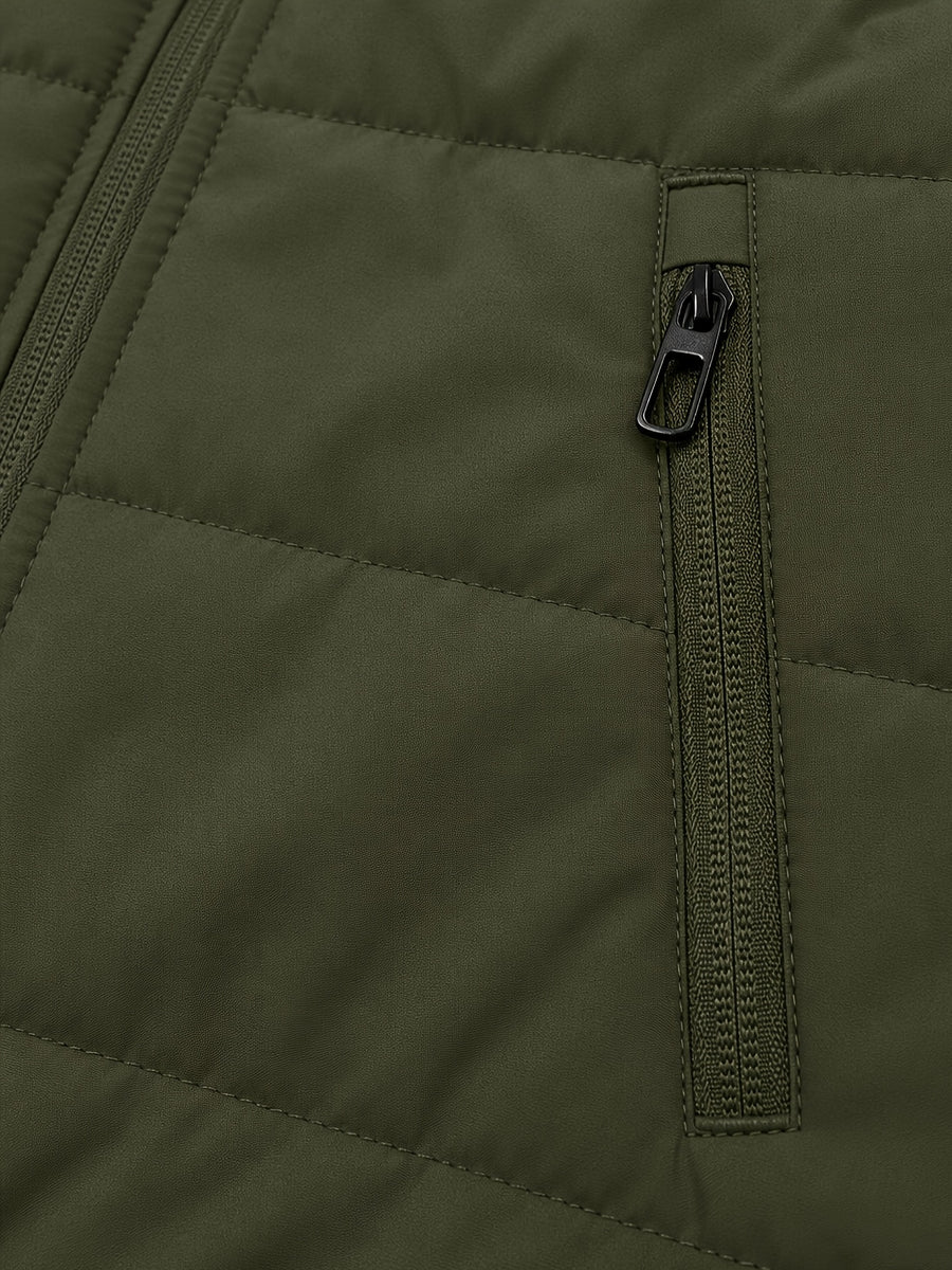 Veste matelassée, coupe-vent, à col montant, col montant, détail du vêtement