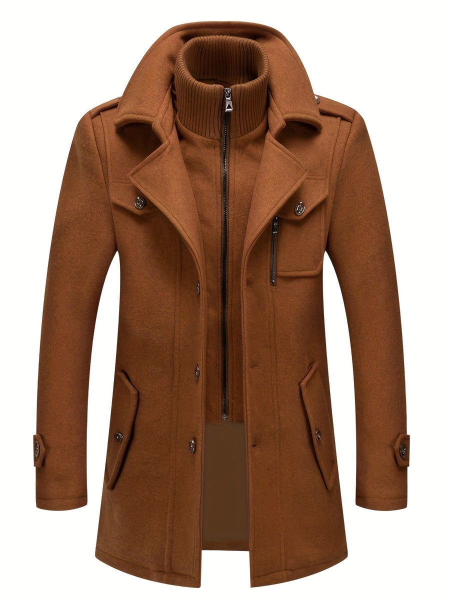Manteau en laine mi-long, 30 % laine, double col, photo 15