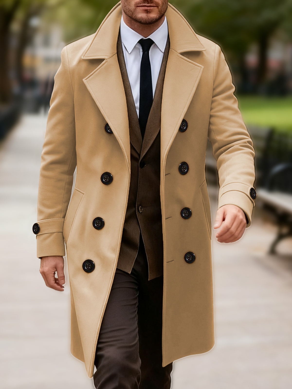 Manteau pour homme, tweed, à revers