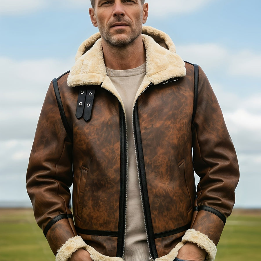 Veste, polaire, à capuche, café, coloris couleur café