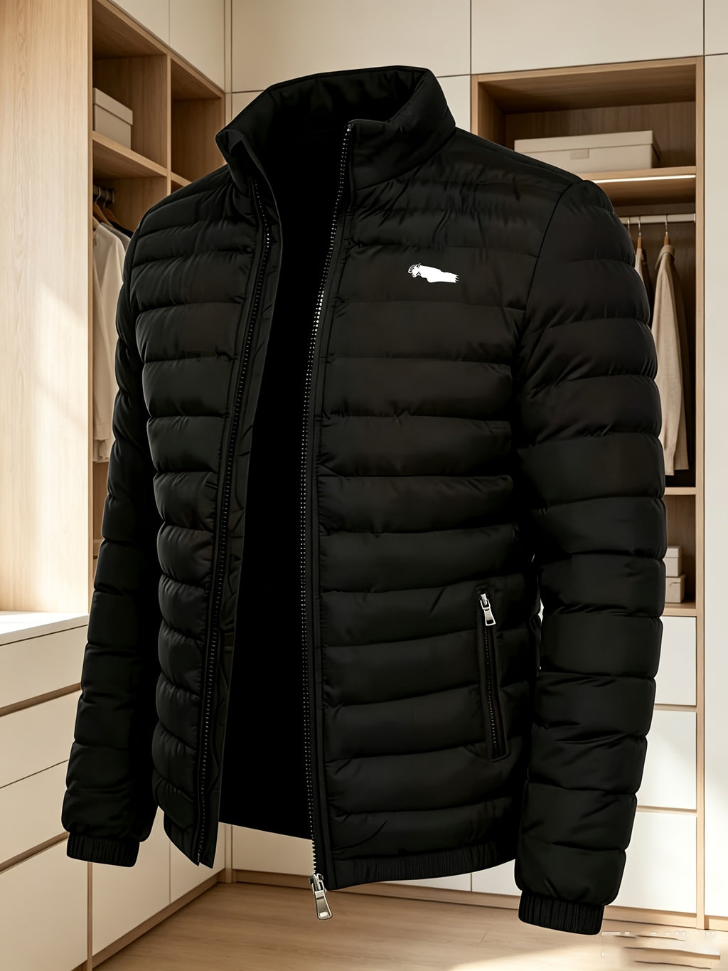 Manteau matelassé pour homme, à col montant, bleu ciel