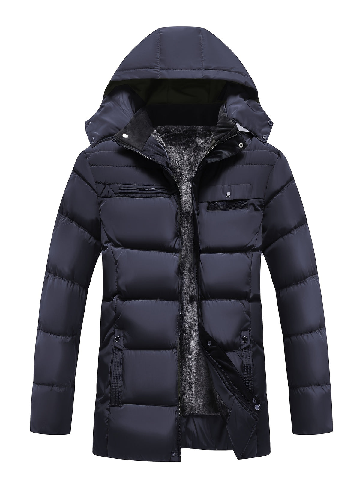 Parka matelassée pour homme, coupe-vent, à capuche, vert militaire