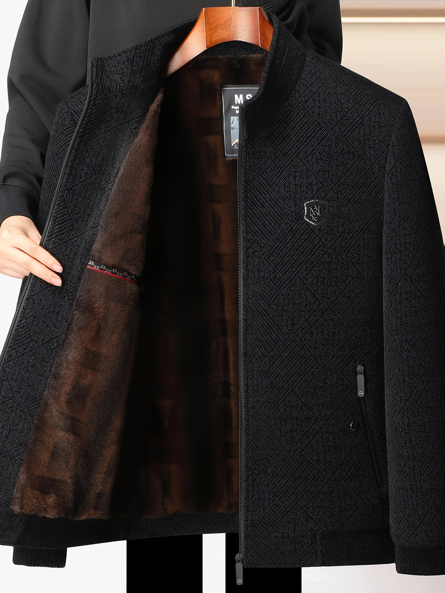 Veste longue, à col montant, noir