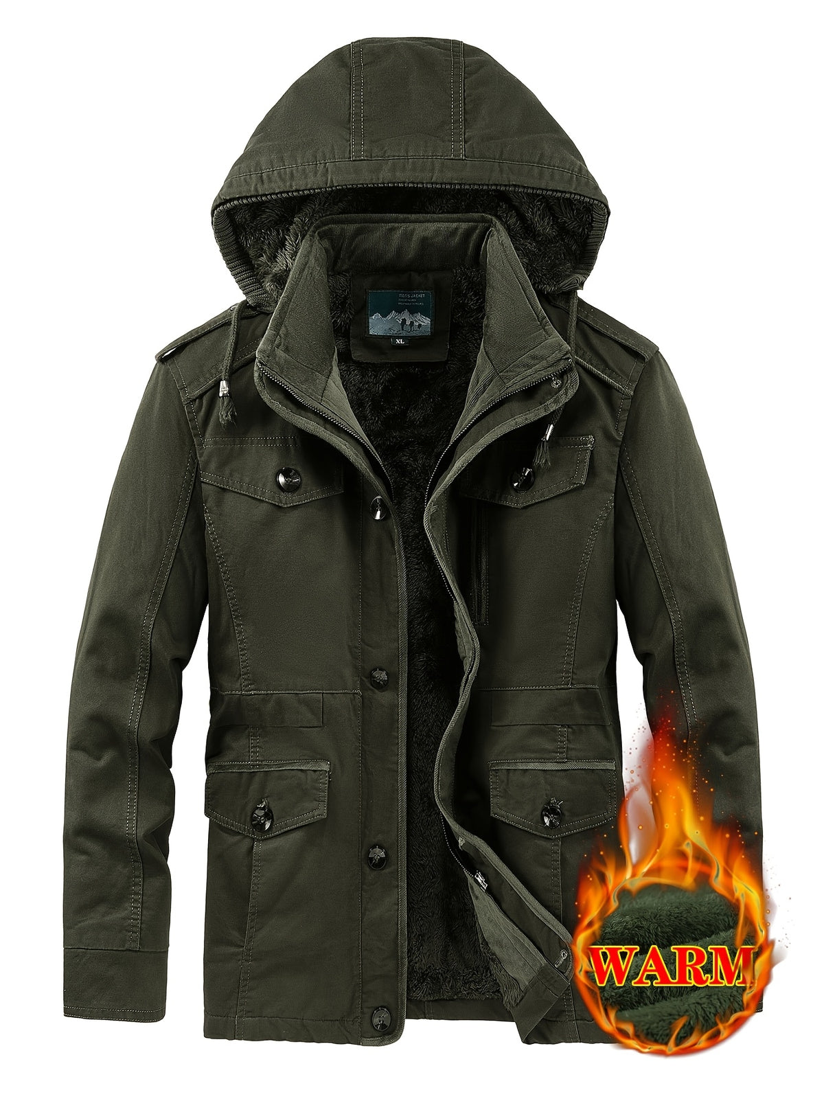 Veste pour homme, polaire, à capuche, vert océan