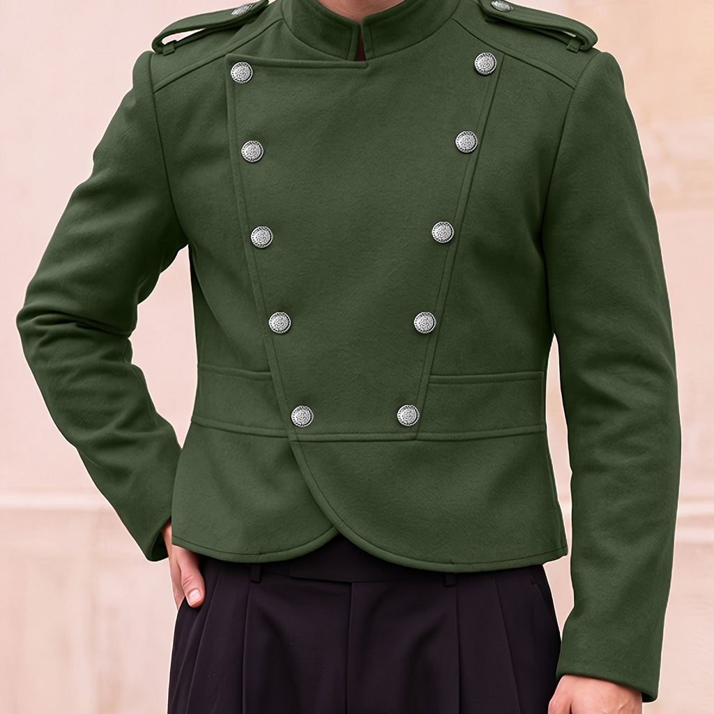 Veste, à col montant, marron clair, coloris vert militaire
