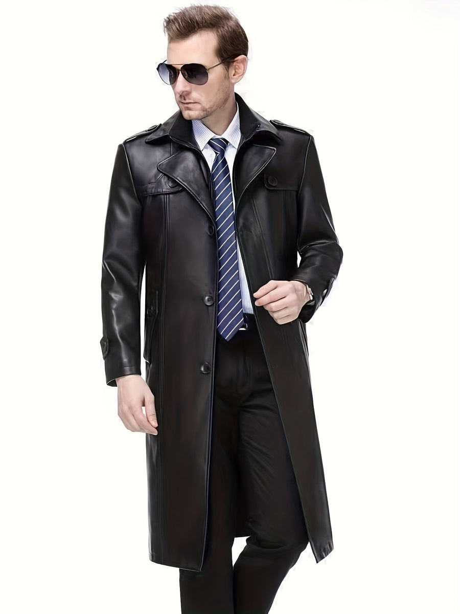 Manteau en cuir PU, coupe-vent, à revers, photo 7