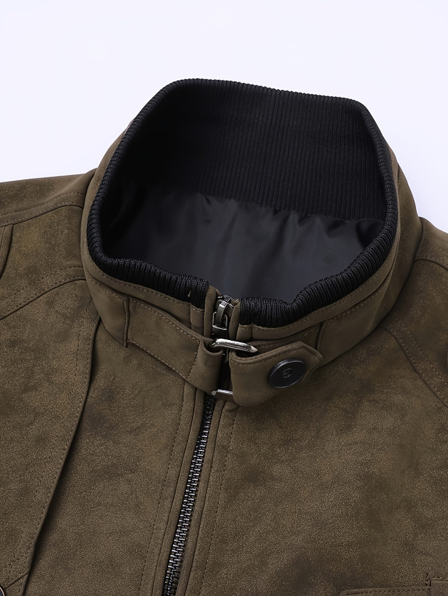 Veste, à col montant, brun, détail du vêtement