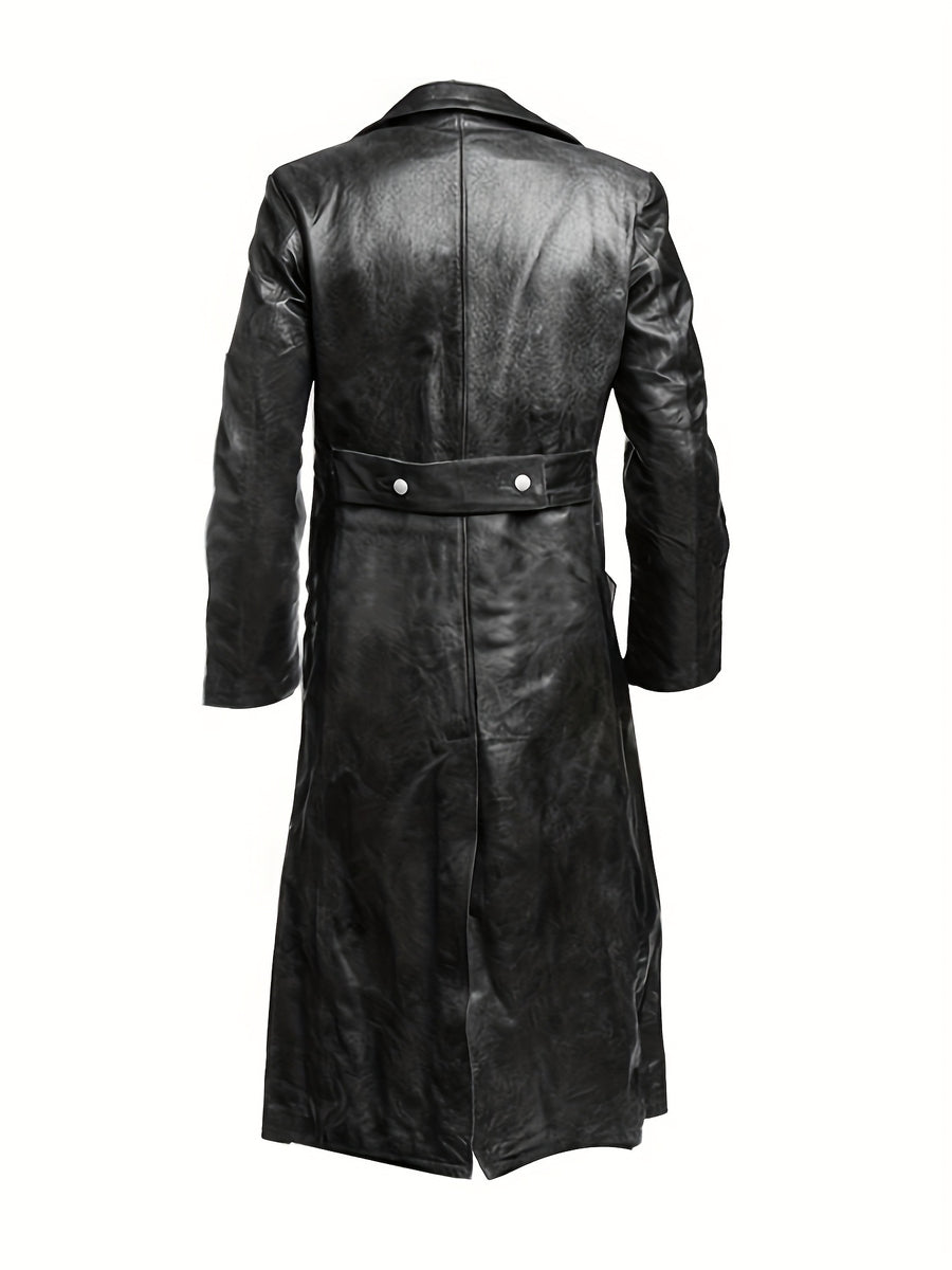 Manteau mi-long, à revers, noir, photo 11