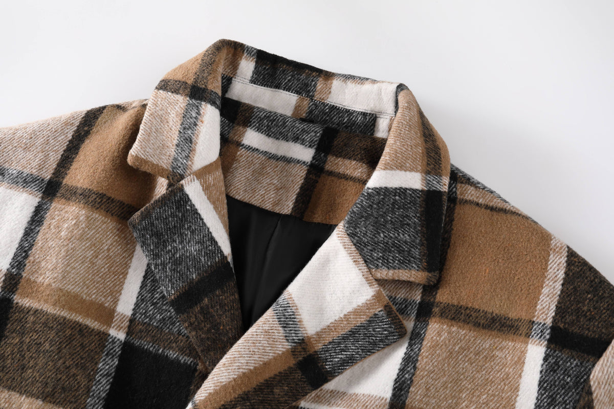 Veste mi-long pour homme, tweed, à revers