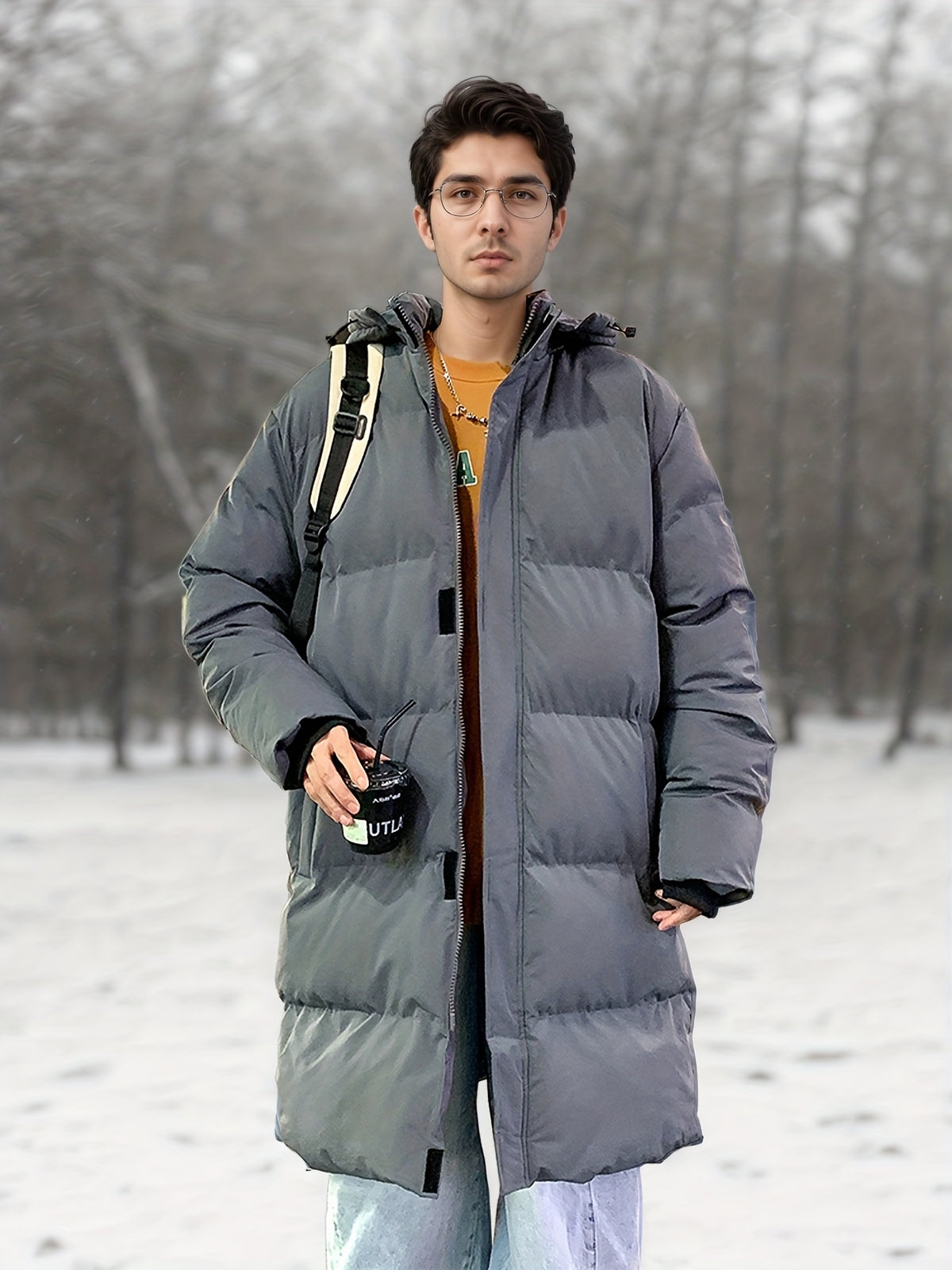 Manteau matelassé pour homme, à capuche, blanc