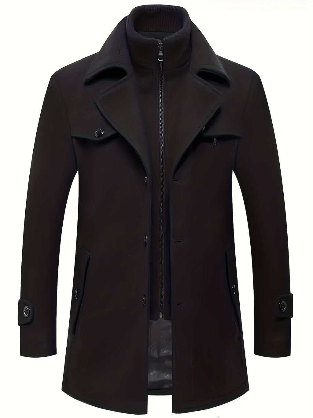 Manteau en laine long pour homme, 30 % laine, velours