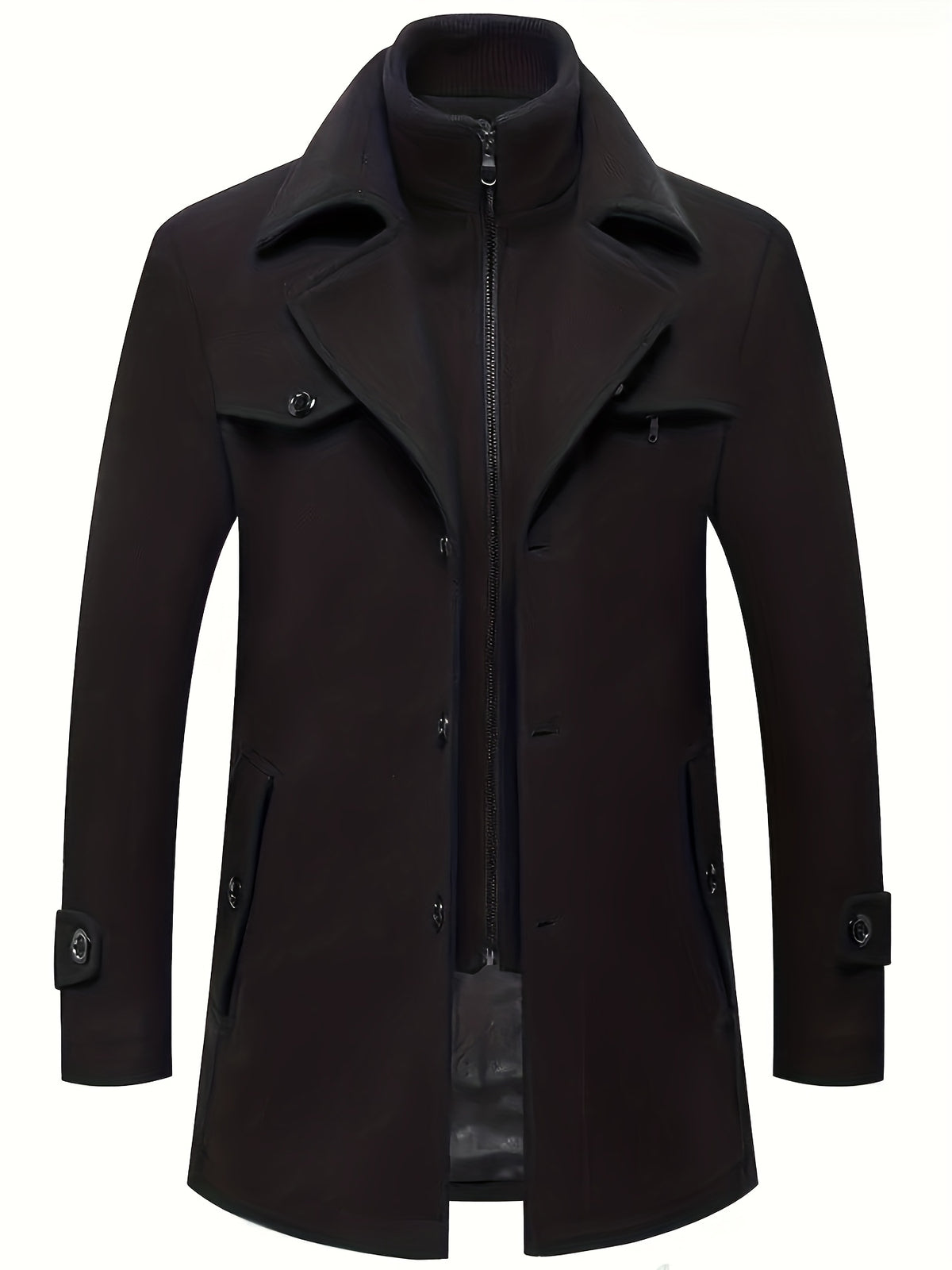 Manteau en laine long pour homme, 30 % laine, velours