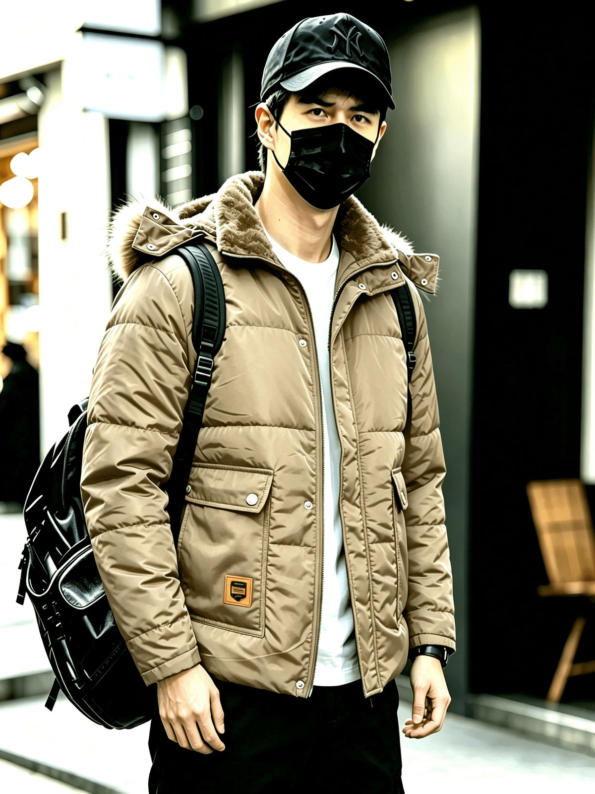 Manteau pour homme, grandes tailles, à capuche, olive