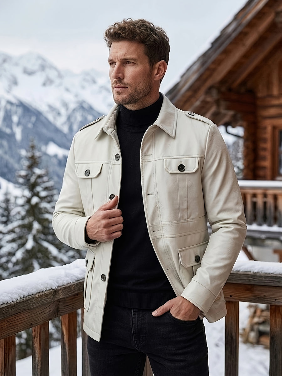 Veste en cuir PU longue, à revers, photo 23