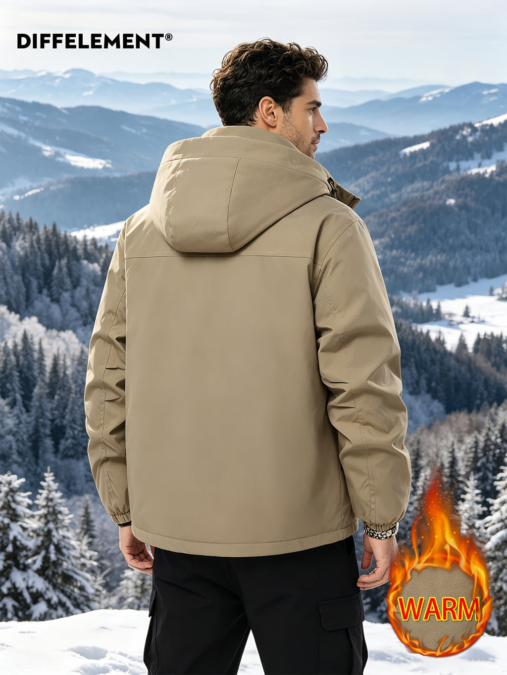 Manteau matelassé pour homme, coupe-vent, à capuche, noir