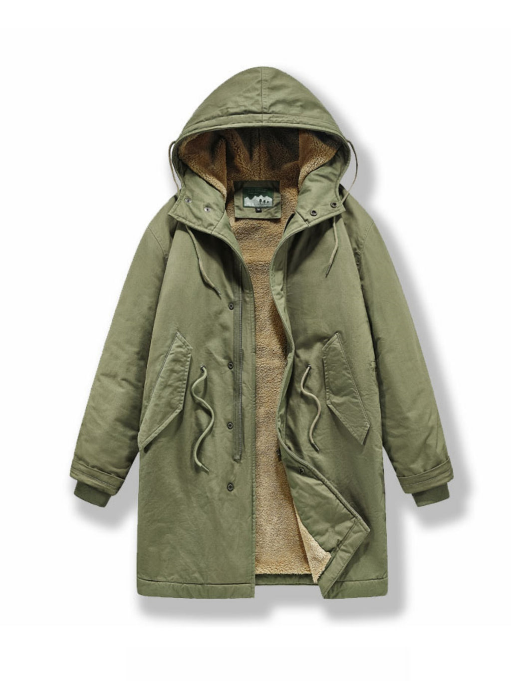 Manteau pour homme, polaire, à capuche, kaki