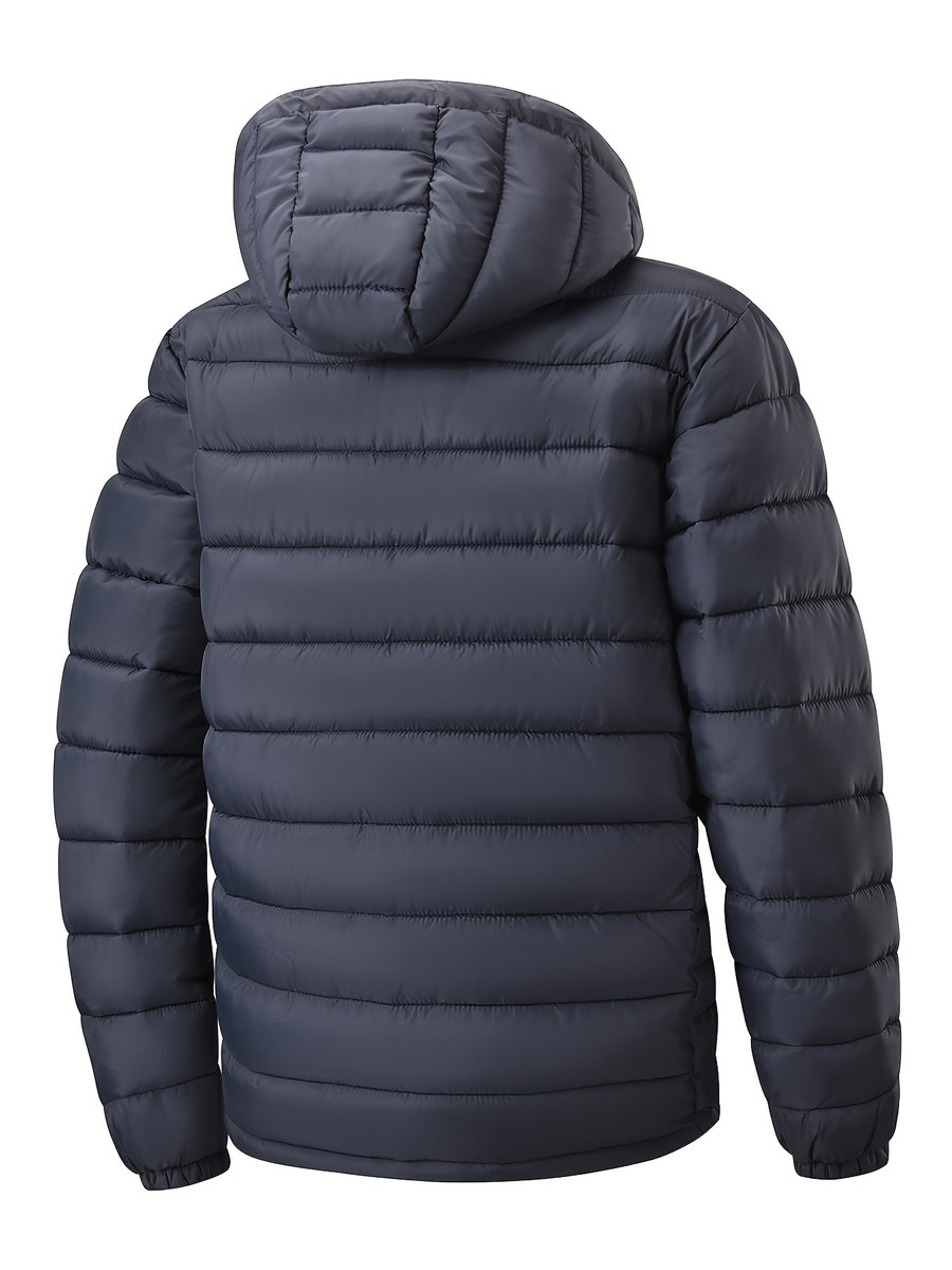 Manteau matelassé, coupe-vent, à capuche, bleu marine, photo 15