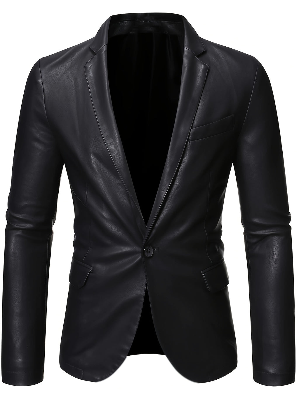 Veste en cuir PU, à revers, boutonnage, photo 4