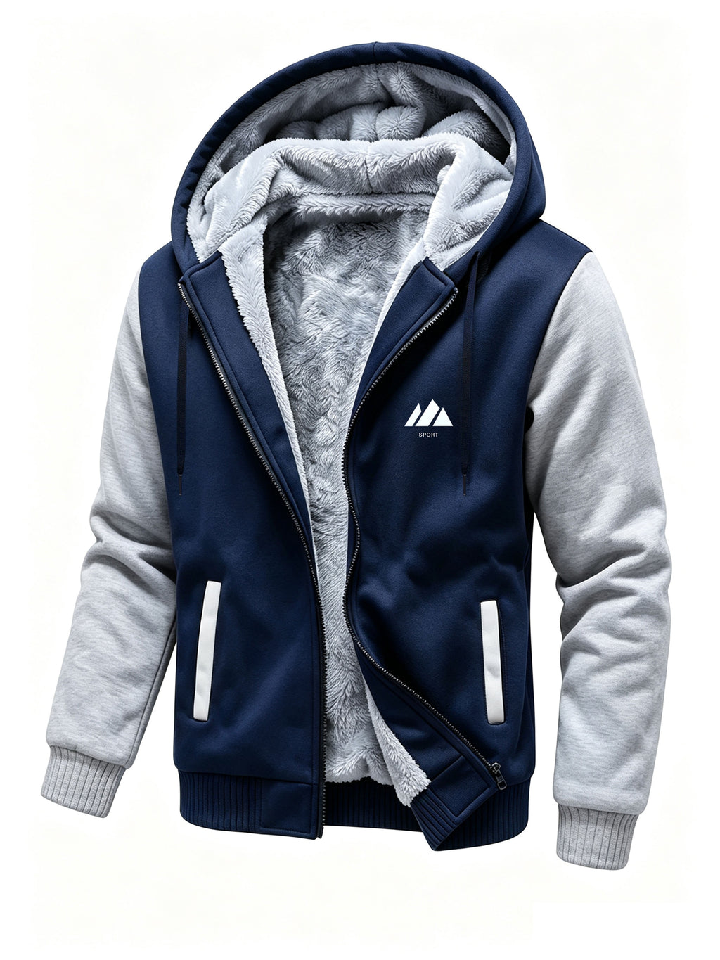 Veste en fausse fourrure long pour homme, polaire, à capuche