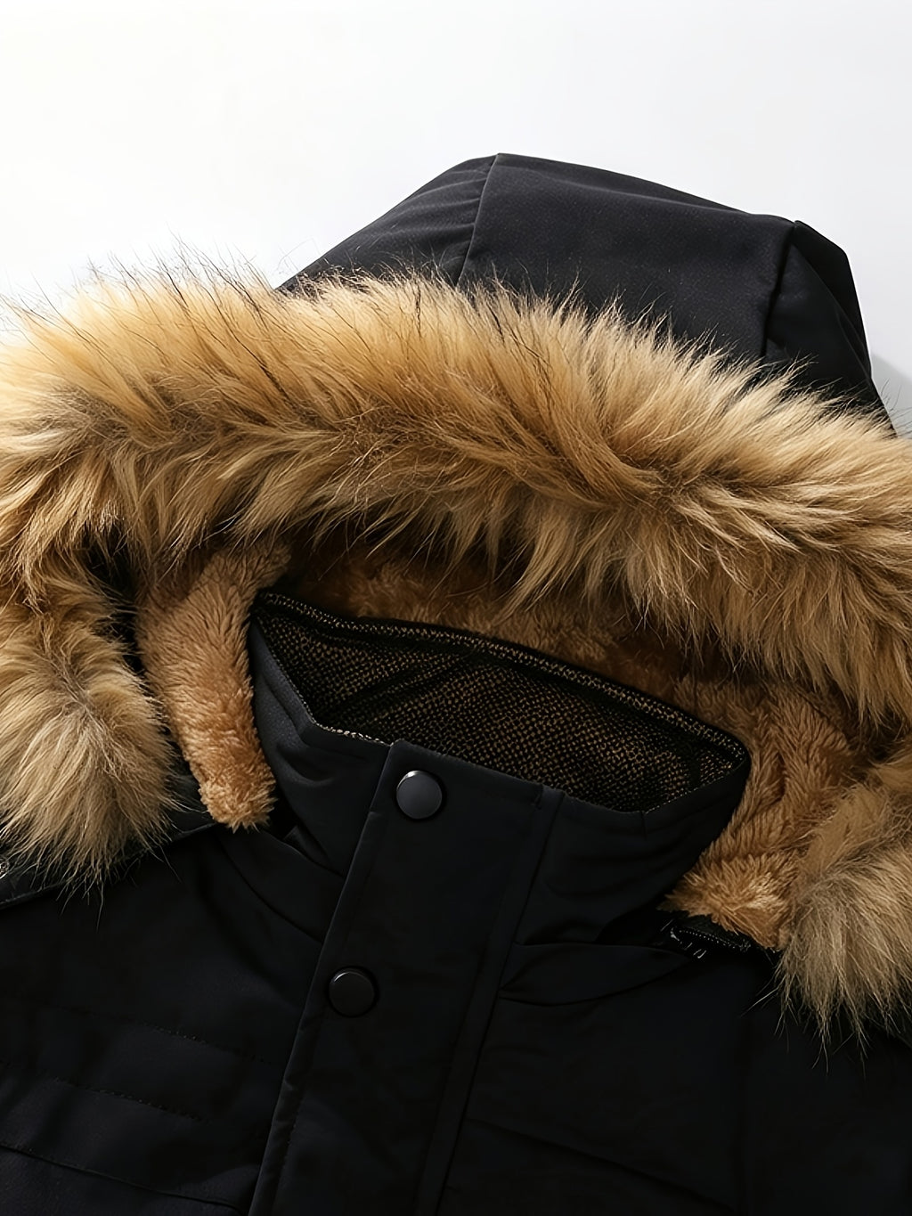 Veste en fausse fourrure pour homme, polaire, à capuche, bleu