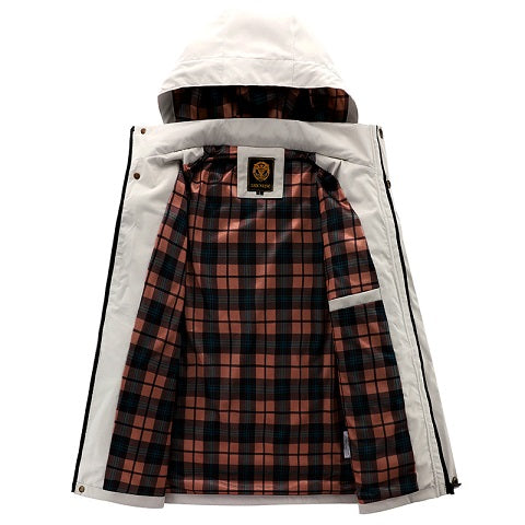 Veste, coupe-vent, à capuche, rouge brique, photo 9