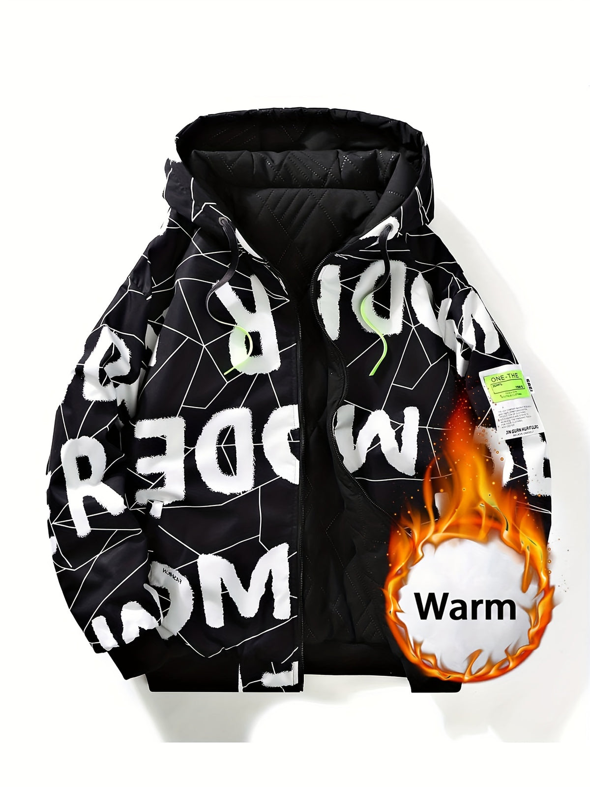 Veste matelassée pour homme, réversible, à capuche, noir